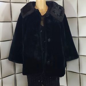 Elegant Black Faux Fur Coat